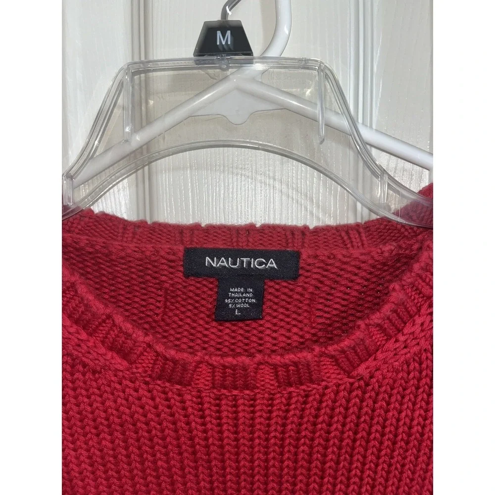 VINTAGE Nautica wool blend Pullover Sweater mens Large red and blue